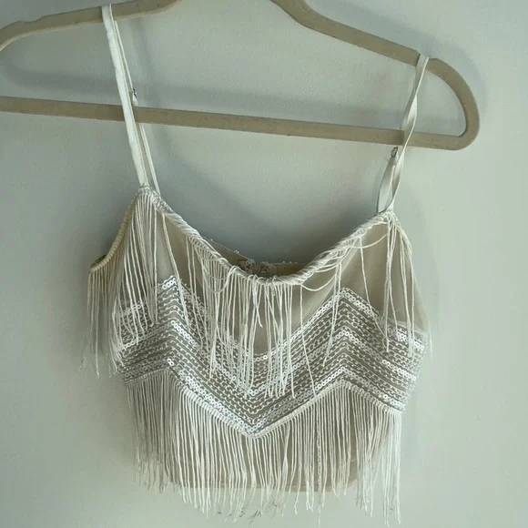 Lulus Beaded Cream Fringe Matching Set - Picture 6 of 10